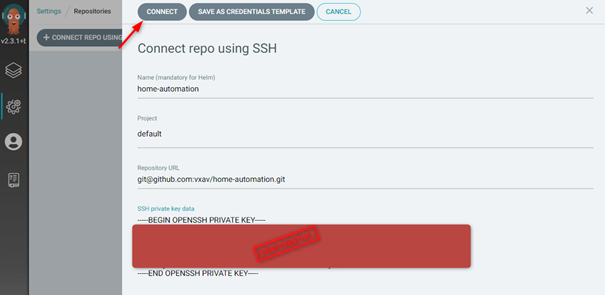 connect gh repo with ssh private key